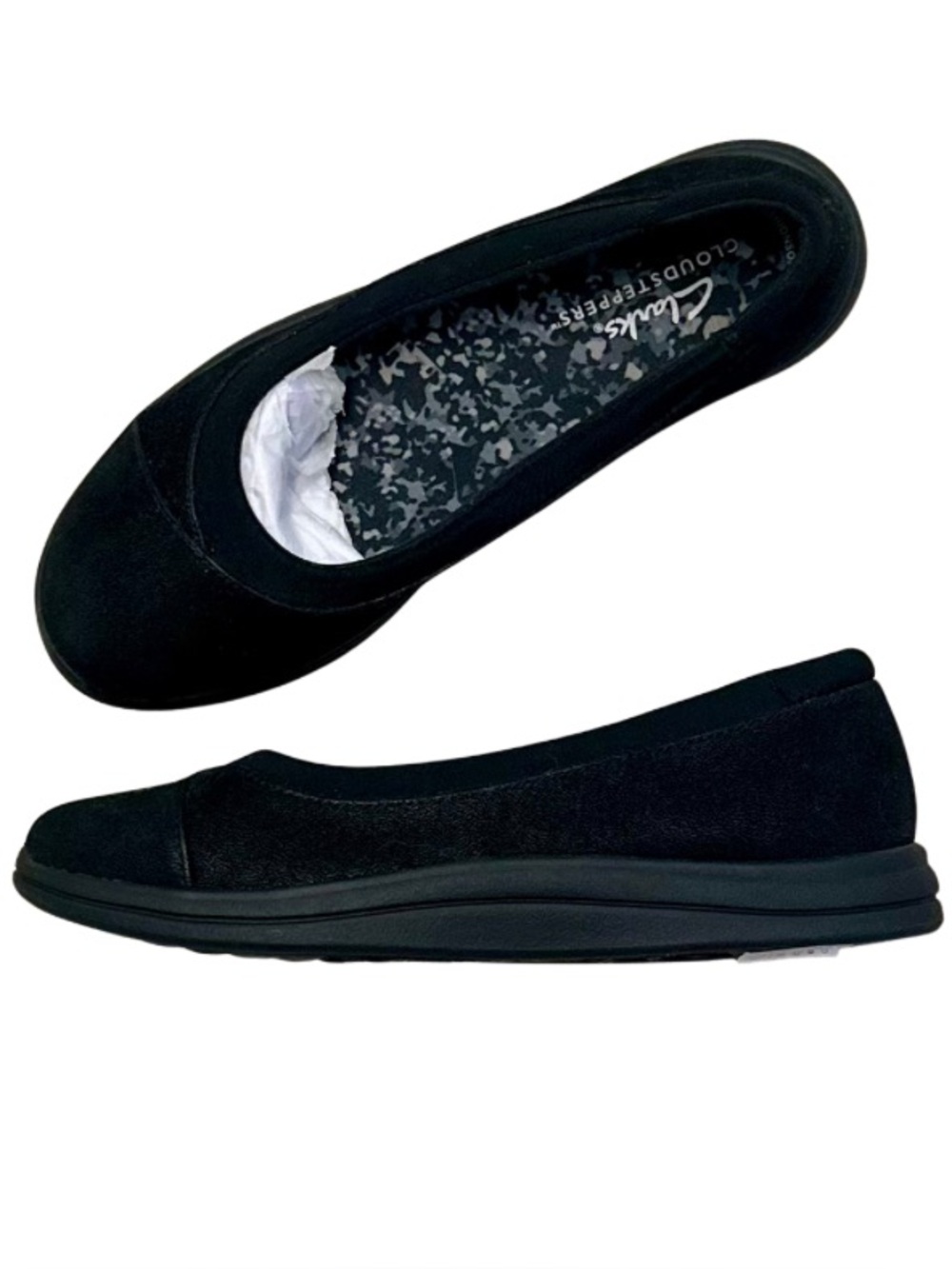 New in Box - Clarks Black Slip-On Cloudsteppers Women's Comfort Flats